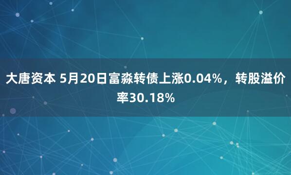 大唐资本 5月20日富淼转债上涨0.04%,转股溢价率30.18%