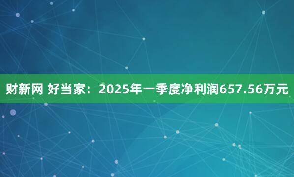 财新网 好当家：2025年一季度净利润657.56万元
